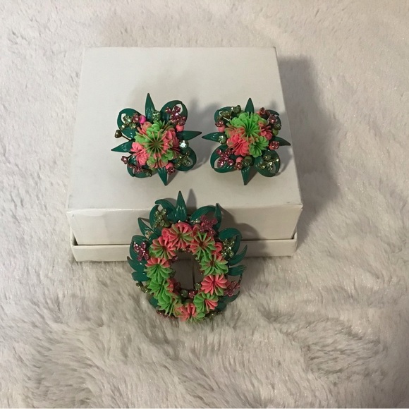 Alice Caviness Brooch and Earrings vintage - Picture 1 of 5